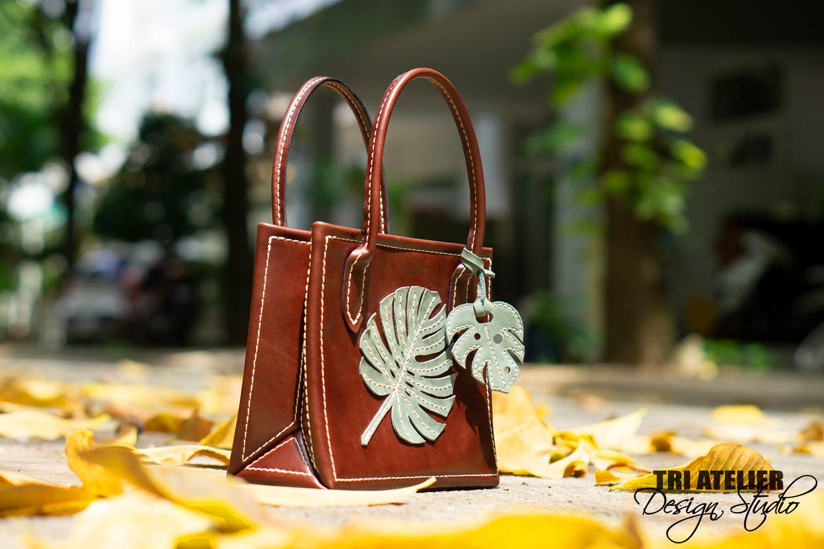 DIY leather bag Monstera handbag Leather pattern PDF