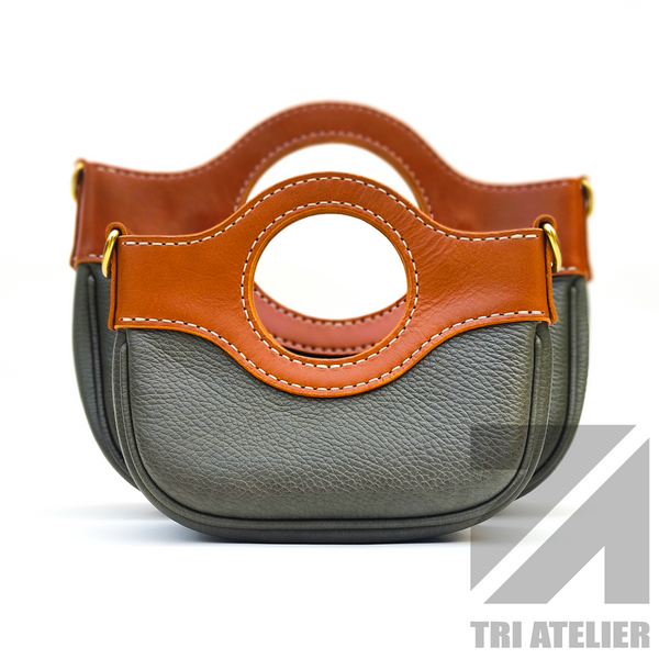 DIY leather bag pattern - Circle handles women's bag - Leather