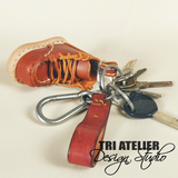 DIY leather moc toe boots keychain which is a great gift idea