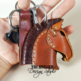 DIY leather keychain - Horse head - Leather pattern - PDF Download